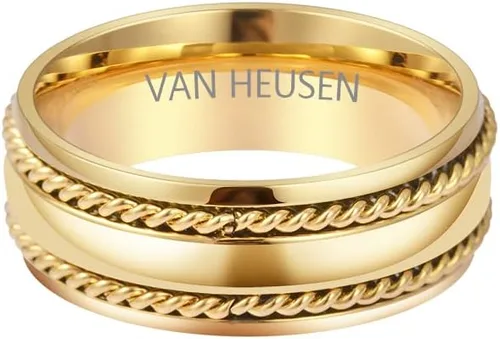 Miniatura 4 de Van Heusen Anillo de boda con incrustaciones de acero inoxidable pulido para hombre