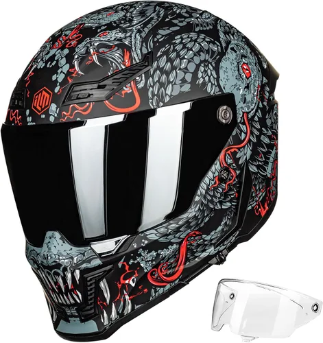 Miniatura 21 de ILM Cascos para Motocicleta para Adultos Hombres Mujeres Casco Integral DOT ECE con Visor Dual para Carreras en Calle con Pinlock Modelo MF509