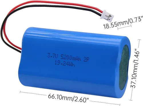 Miniatura 6 de Paquete de baterías recargables de iones de litio de 3.7V 5200mAh-19.24Wh con conector PH2.0mm de 3.7 voltios para altavoces Bluetooth, electrónica