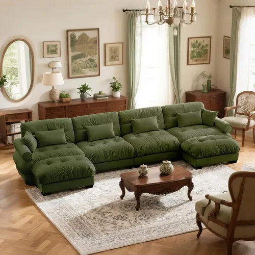 Miniatura 79 de Reposapiés Otomano Tapizado de Terciopelo con Cojín para Sofá Seccional Sofá 300 libras para Sala de Estar (Beige)