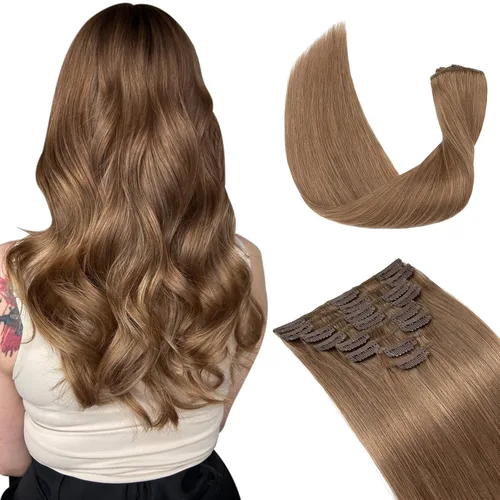 Miniatura 44 de Extensiones de cabello con clip, cabello humano Remy, extensiones de cabello largo lacio de una pieza con 5 clips, con gancho para colgar