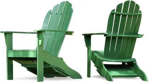 Miniatura 11 de Cambridge Casual Silla Adirondack Magnolia de madera maciza de 2 piezas con mesa de bandeja, color negro