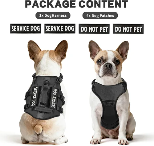 Miniatura 2 de Arnés de chaleco de servicio para perros grandes, sin tirones con 3 clips para correa, chaleco de trabajo táctico con 4 parches para mascotas