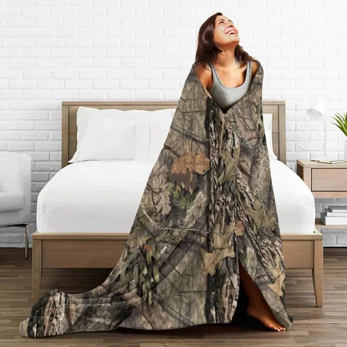 Miniatura 7 de Manta de caza camuflaje forestal Funacola, manta de cama súper suave y cálida para sofá, dormitorio, oficina, coche, manta de franela de felpa