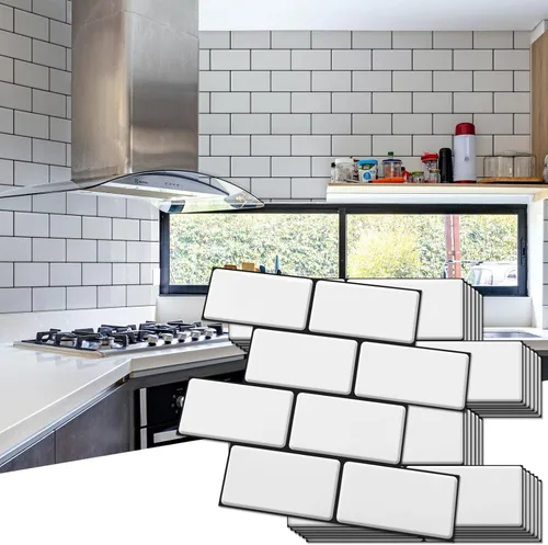Art3d Peel and Stick Backsplash, 10 unidades de azulejos de metro adhesivos y pegables engrosados, azulejos de cerámica sintética para cocina, baño,