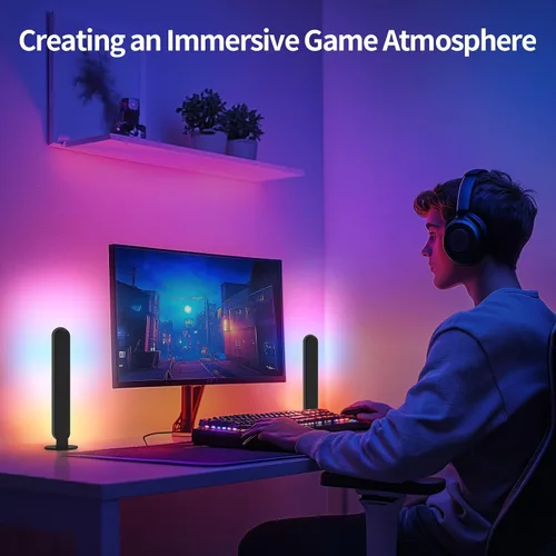 Miniatura 2 de BASON LIGHTING Barras de luz inteligentes, luces LED inteligentes RGB-ICW con sincronización de música, luz de escritorio RGB Bluetooth, luces