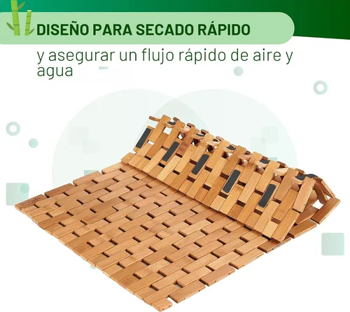 Miniatura 8 de Tapete de baño de madera de bambú natural, accesorios de cocina, tapete de baño bohemio (24 x 16 pulgadas)