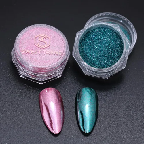 Miniatura 6 de Juego de 24 polvos de uñas cromados – Polvo de pigmento con efecto espejo con purpurina para uñas, manicura de metal camaleón, suministros para uñas