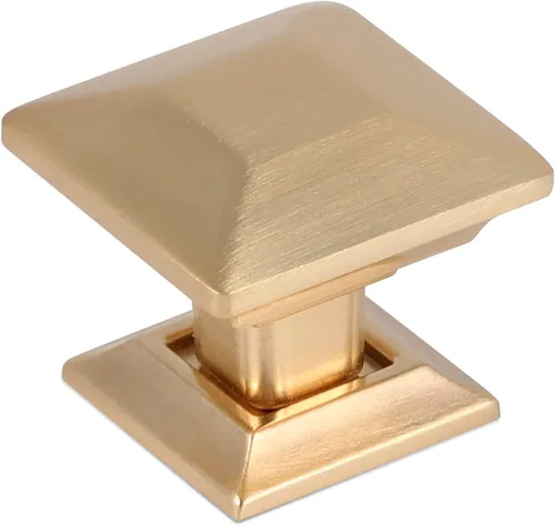 Miniatura 3 de Southern Hills 5 pomos dorados cepillados para armarios y cajones de cocina, tiradores cuadrados para cajones de tocador y muebles, paquete de 5