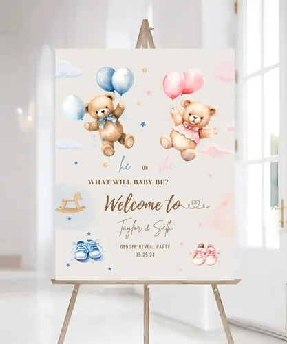 Miniatura 21 de Letrero de bienvenida de revelación de género de arco para niño o niña Versión #17