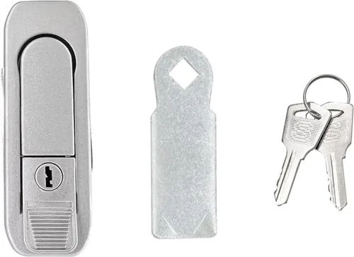 Miniatura 4 de Cerradura emergente para panel de gabinete eléctrico, cerradura de leva de puerta, color plateado con llaves (plata, llaves)