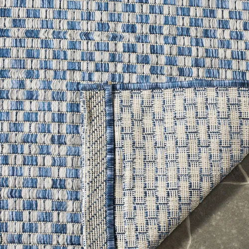Miniatura 51 de SAFAVIEH Alfombra lavable al aire libre Courtyard Collection - 6'7" x 9'6", azul claro y gris claro, no desprende pelusa y fácil limpieza, ideal