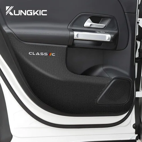 Miniatura 3 de KUNGKIC Para Benz GLA 2016-2019 - Almohadilla antipatadas para puerta de automóvil, calcomanías protectoras para interiores, accesorios de imitación