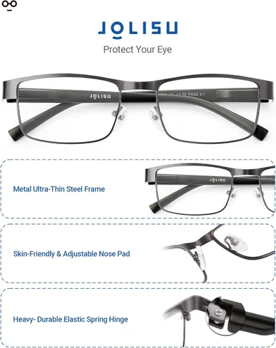 Miniatura 3 de JOLISU 3 lentes de luz azul para hombre, marco fino de metal con bloqueo de luz azul para hombre/mujer