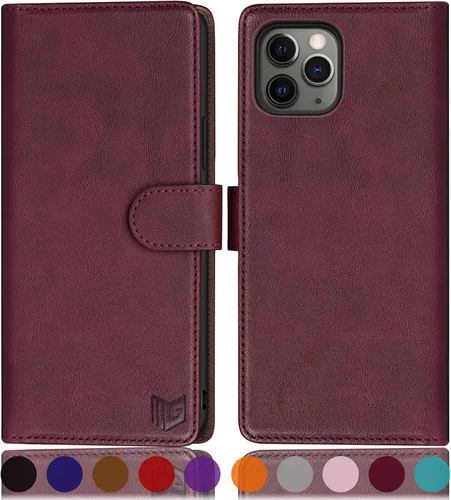 Miniatura 10 de SUANPOT Funda de piel tipo cartera para iPhone 11 Pro Max de 6.5 pulgadas con bloqueo RFID, soporte para tarjetas de crédito, funda de teléfono