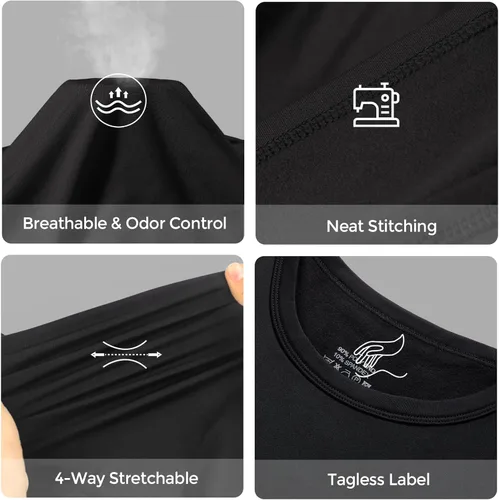 Miniatura 2 de CL convallaria Long Johns Thermal Underwear for Men Soft Fleece Lined Base Layer Cold Weather Bottom Top Set XS-4XL