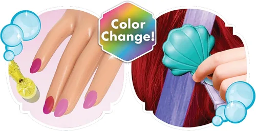Miniatura 5 de Disney Princess Shimmer Spa Ariel - Cabezal de peinado de 8 pulgadas, 20 piezas, pelo rojo, juego de simulación, juguetes para niños a partir de 3