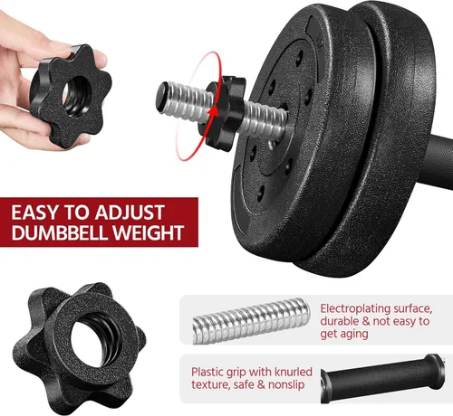 Miniatura 5 de Yaheetech Juego de mancuernas ajustables, pesas para ejercicio y fitness, con 4 collares Spinlock para mujeres y hombres, gimnasio en casa