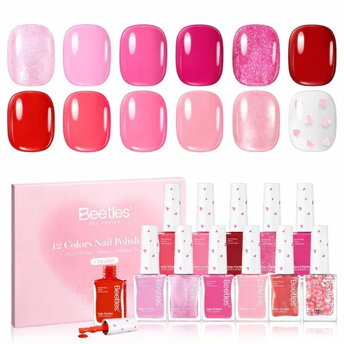 Miniatura 9 de Beetles - Juego de esmaltes de uñas de neón – Kit de esmalte de uñas de secado rápido, 12 colores, rosa intenso, verde, azul, amarillo, rojo, secado