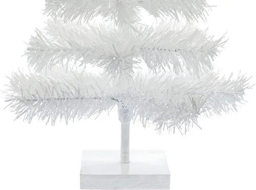 Miniatura 6 de Árbol de Navidad de mesa pequeño de 18 pulgadas, ramas de plumas de oropel artificial clásico para interiores y exteriores, soporte de base de Blanco