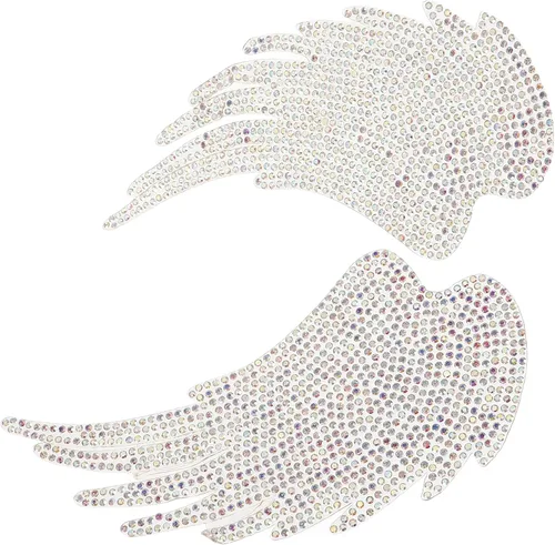 Glitter Angel Wings Applique Patch 2pcs Heat-Activated Fabric Sewing Patch for Clothing Decoration DIY Garment Craft Accessories