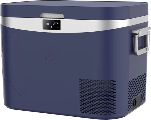 Miniatura 12 de Megiu Refrigerador portátil de 12 V de 12 V de 32 cuartos de galón de 12 voltios congelador compresor enfriador 12V/24V DC 110 ~ 240 V CA para Azul