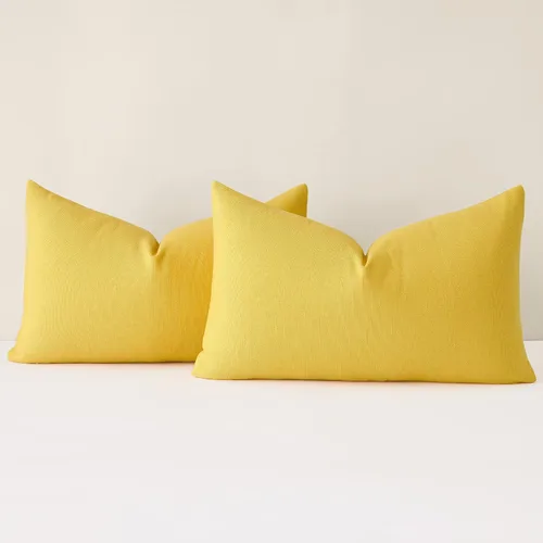 Miniatura 38 de Mixhug Juego de 2 fundas de almohada decorativas de lino para sofá y cama, cojín lumbar, color marrón claro, 12 x 20 pulgadas