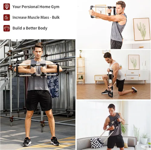 Miniatura 7 de GOFITNESS Entrenador de pecho con barra de empuje hacia abajo, equipo de entrenamiento en casa para pecho, brazo, hombro, abdominales y espalda