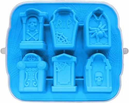 Miniatura 2 de MoldFun Molde de silicona 3D para Halloween, ataúd con calaveras, araña, RIP, molde de silicona para chocolate, caramelos, cubitos de hielo