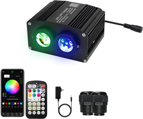Miniatura 14 de AZIMOM Fuente de Luz de Fibra Óptica Centelleante de Alta Luminosidad 50W Motor Driver de Caja de Luz RGBW Control Remoto Bluetooth/RF Modo Sensor