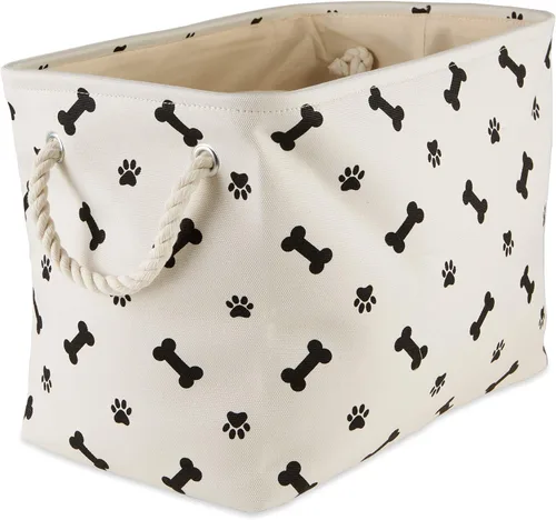 Miniatura 24 de Bone Dry - Colección de almacenamiento para mascotas con diseño de huella de pata y hueso, rectángulo pequeño, 14x8x9 pulgadas, color rosa 2-Rosa