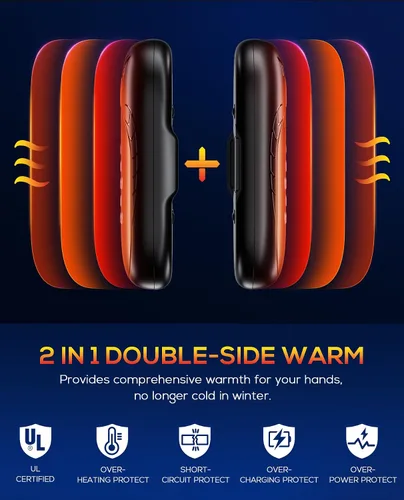 Miniatura 4 de Hand Warmers Rechargeable, 2 Pack 6000mAh Electric Portable Heater, 20 Hrs Long Heating Hot Pockets Hand Warmer, Hunting Gear, Gifts for Women, Men