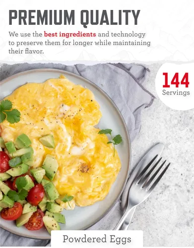 Miniatura 5 de ReadyWise Suministro de Alimentos de Emergencia - Cubo de Huevos en Polvo Liofilizados de 144 Porciones, Comidas Proteicas, Alimentos