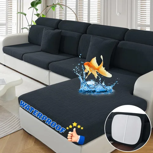 Miniatura 18 de MAXIJIN Fundas impermeables para cojín de sofá Fundas elásticas para asiento de sofá Fundas lavables, Fundas seccionales para cojines de exterior