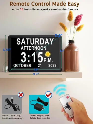 Miniatura 3 de MASSII 【2025 Nuevo】 Reloj Grande de 11.5" Hablante con Fecha y Hora de Voz, Reloj de Calendario para Demencia, DST Auto, 20 Recordatorios