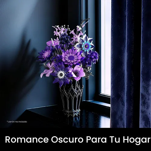 Miniatura 3 de Juego de construcción de ramos de flores de dalia para adultos, regalos para mujeres, novia, esposa, mamá, colección botánica gótica, floral Morado