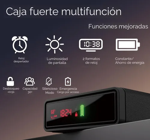 Miniatura 4 de ORARAER Caja fuerte biométrica inteligente para armas con carga inalámbrica, 3 cajas de dinero de acceso rápido con huella dactilar, caja fuerte