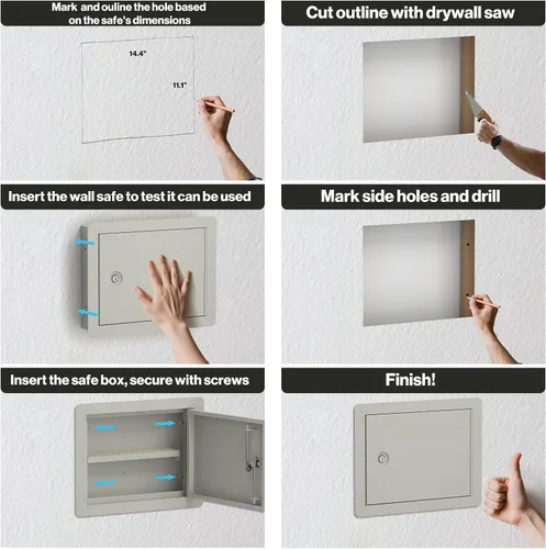 Miniatura 9 de POCHAR Caja de seguridad de pared pequeña con adhesivo para disfraz, caja fuerte entre los pernos para el hogar, la oficina, almacenamiento oculto