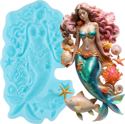 Miniatura 10 de Moldes de silicona para fondant de sirena para decoración de tartas, decoración de cupcakes, pasta de caramelo de chocolate, pasta de goma