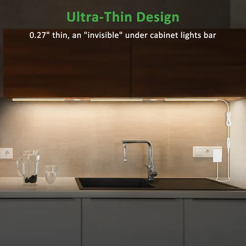 Miniatura 2 de maylit Luces para debajo del gabinete enchufables, 3 piezas de iluminación ultra fina de 12 pulgadas para debajo del gabinete, luces blancas cálidas
