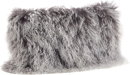 Miniatura 50 de Saro Lifestyle Almohada de piel de cordero mongol rellena de poliéster Gris