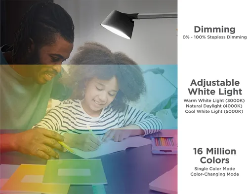 Miniatura 6 de BLACK+DECKER Verve Designer - Luz inteligente de abrazadera, funciona con Alexa, se adapta a cubículos y cabeceras, modo circadiano automático, LED