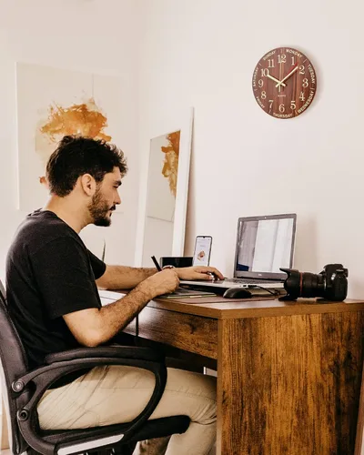 Miniatura 4 de BEW Reloj de día de la semana para personas mayores, pequeños relojes de pared que funcionan con pilas, silencioso, sin tictac, reloj analógico