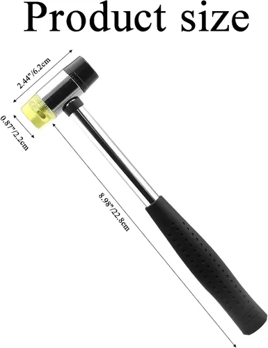 Miniatura 2 de Martillo de mazo de goma suave de doble cabeza de 0.984 in, martillo de goma de nailon, mazo de metal con cabezal de conversión de 2 piezas
