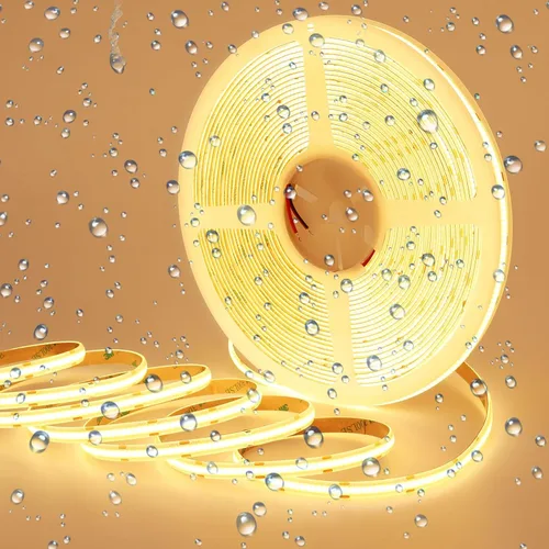 Miniatura 10 de GOMING Tira de luz LED COB de 32.8 ft/32.8 pies, 24 V, impermeable, IP65, blanco cálido, 3000 K, brillo uniforme, 3840 LED, CRI 93+, cinta de luces
