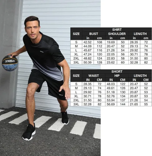 Miniatura 6 de Conjuntos de entrenamiento para hombre, ropa atlética, camisetas de fútbol, pantalones cortos, paquete de 3 unidades, baloncesto, correr, gimnasio