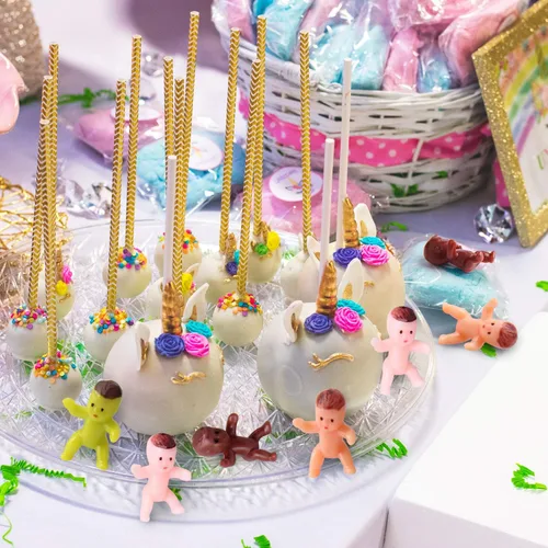 Miniatura 4 de Lamoutor - 200 bebés miniatura de plástico de diferentes etnias, para recuerdo de baby shower, juego de cubo de hielo, decoración de fiesta, de 1