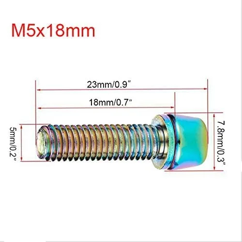 Miniatura 2 de M5x18mm Tornillos de vástago chapado en titanio inoxidable Ti Allen hexagonal de cabeza cónica con arandelas tornillo para piezas de vástago de Negro