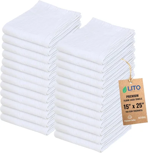 Miniatura 53 de Toallas de saco de harina Toalla de té para manualidades, plato de cocina, toalla de algodón en blanco para bordado, funda de lino para hornear