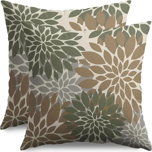 Miniatura 77 de Fundas de Almohada Azul Aguamarina 16X16 Pulgadas Juego de 2, Flores de Dalia Primavera Verano Floral Crema Fundas de Almohada Decorativas